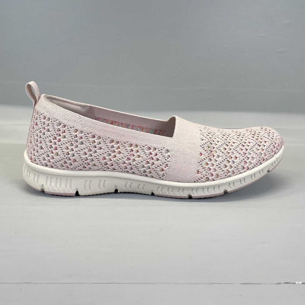 Skechers Walking Shoes Womens Size 8.5 Pink Textile Slip On Casual Comfort